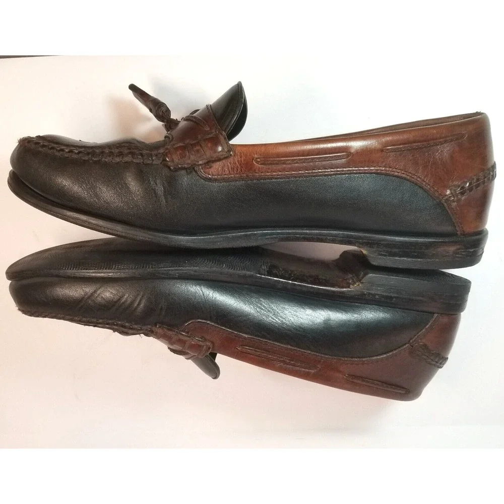 Johnston Murphy Men's Aragon‎ II Loafer Size 12 Black & Brown Tasseled on Band